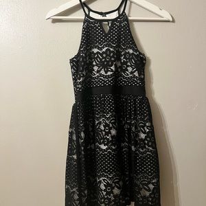 Pretty black lace halter dress